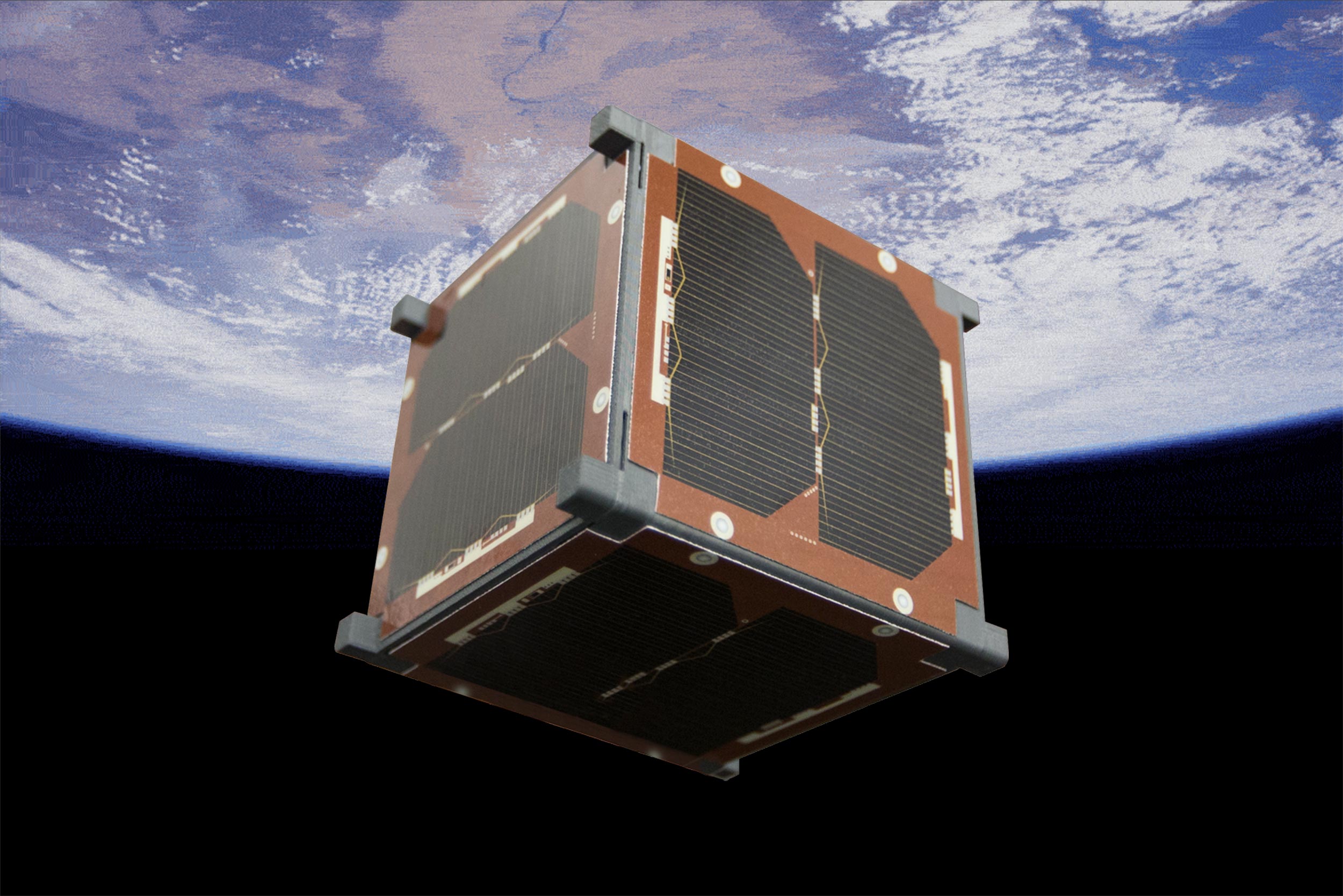 Libertas, a 1U CubeSat built at the University of Virginia, in orbit above Earth.